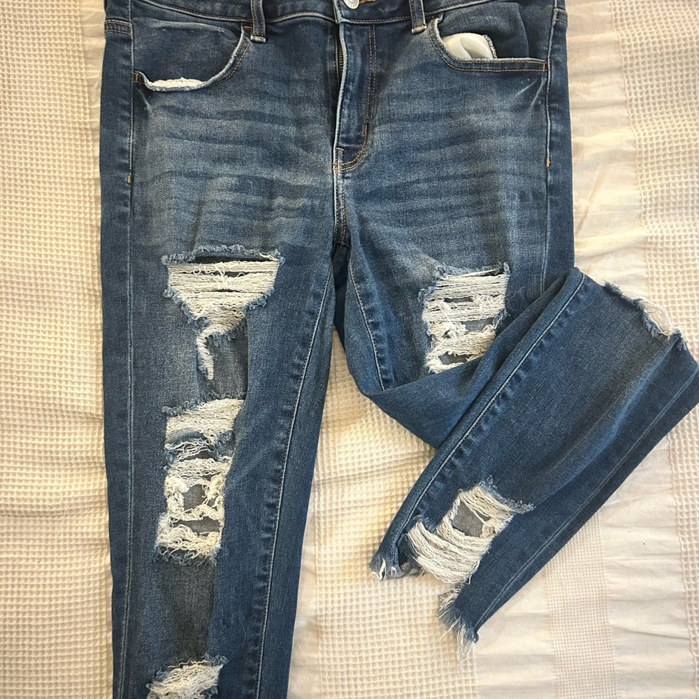 American Eagle Outfitters Ripped Blue Skinny Jeans